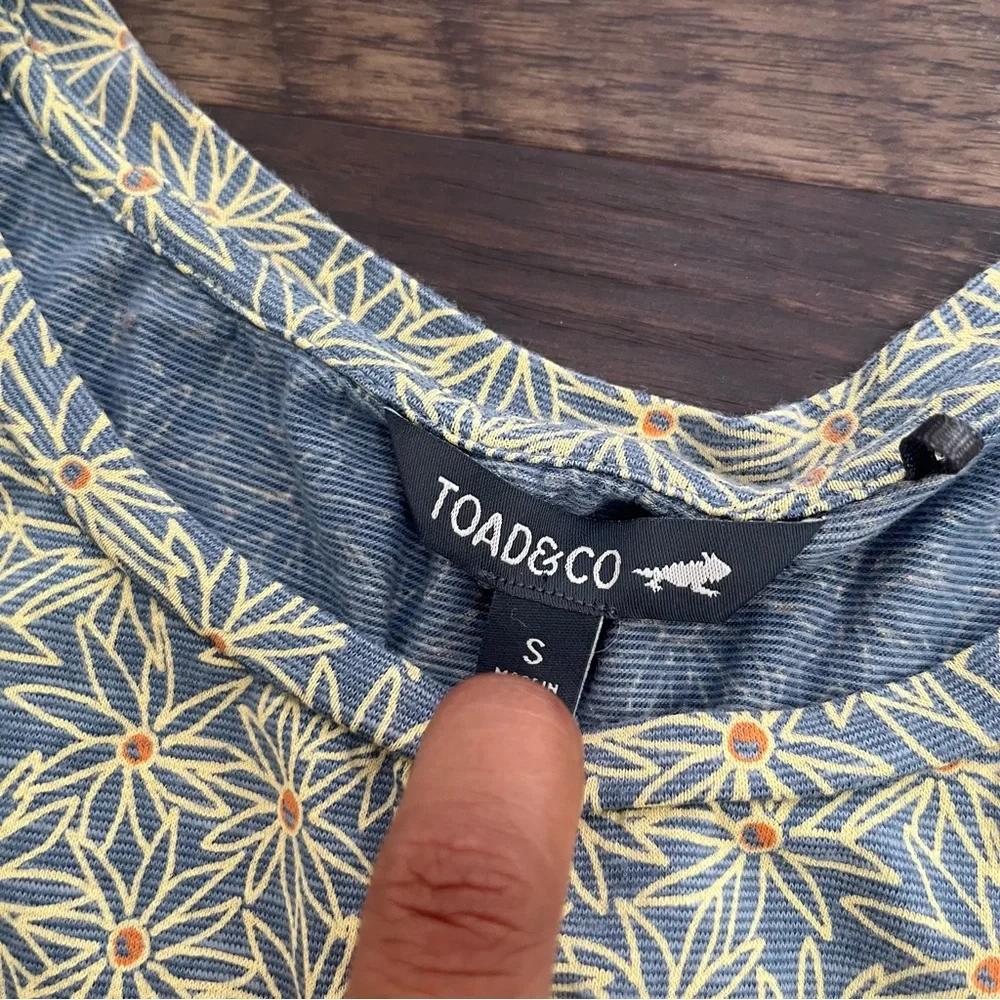 Toad & co cue wrap floral soft tie blue gold outdoor dress small - Picture 3 of 10